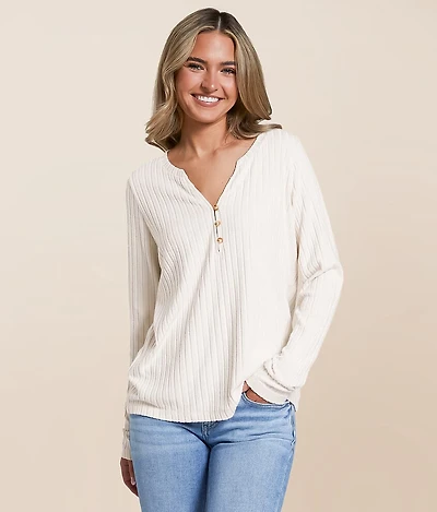 Josie Silky Ribbed Henley