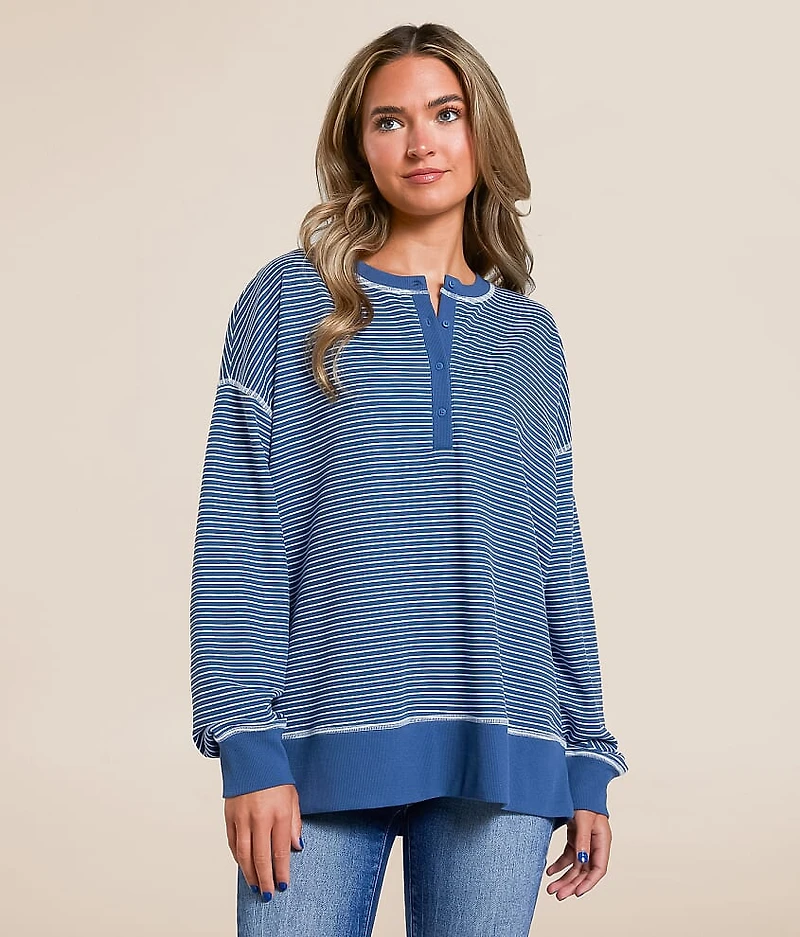 Pia Striped Henley Pullover