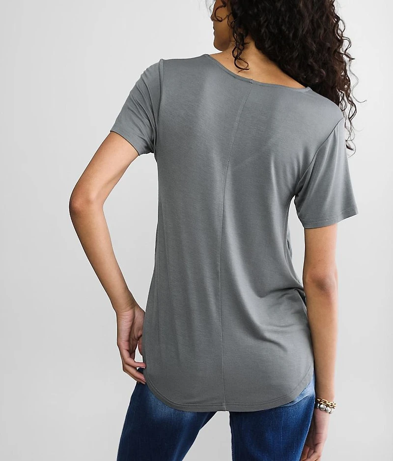 Pieced V-Neck T-Shirt