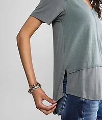 Pieced V-Neck T-Shirt