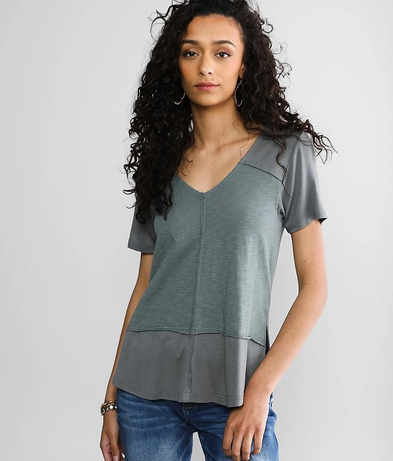 Pieced V-Neck T-Shirt