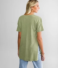 Split Neck Tunic T-Shirt