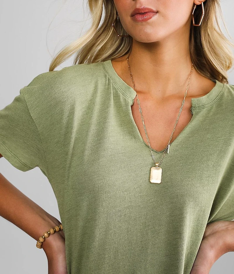 Split Neck Tunic T-Shirt