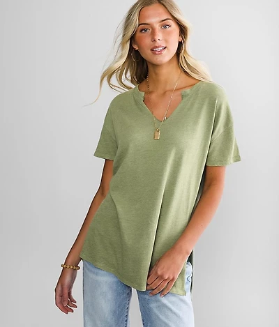 Split Neck Tunic T-Shirt