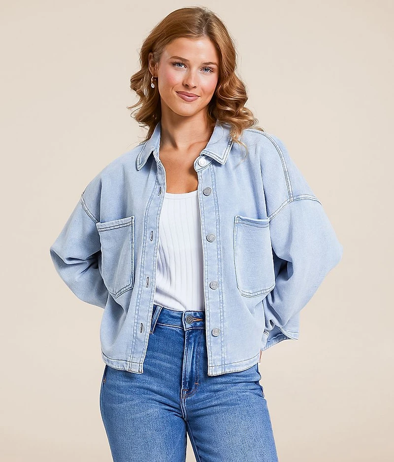 All Day Knit Denim Cropped Jacket