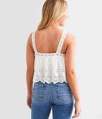 Dorean Eyelet Cropped Tank Top