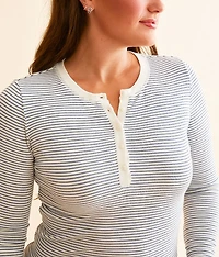 Scarlet Striped Henley