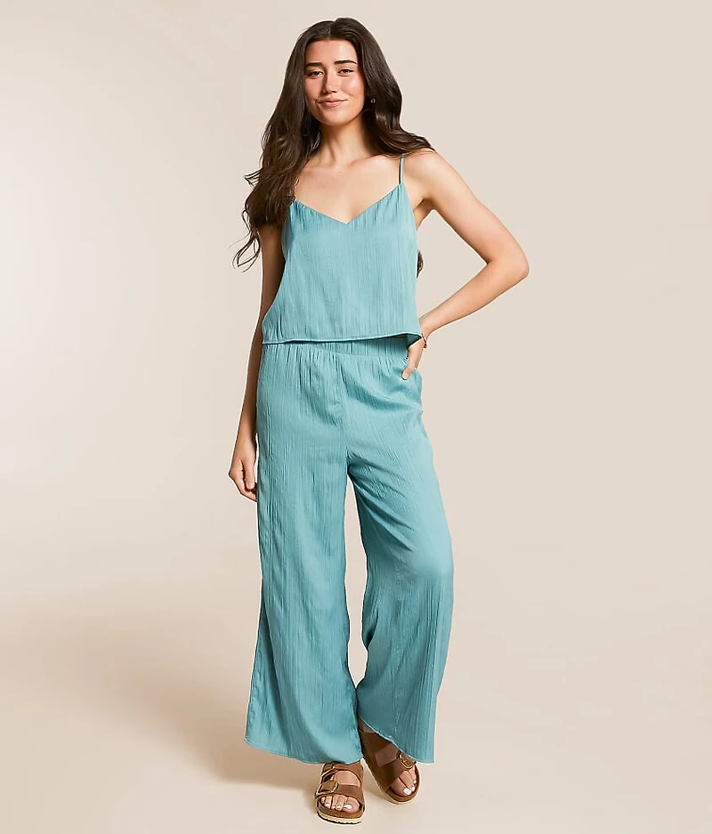 Fiore Crinkle Satin Cropped Tank Top