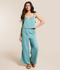 Fiore Crinkle Satin Cropped Tank Top