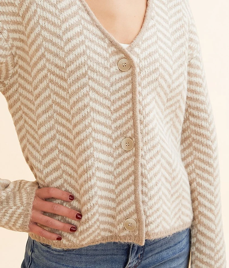 Naomi Herringbone Cardigan Sweater