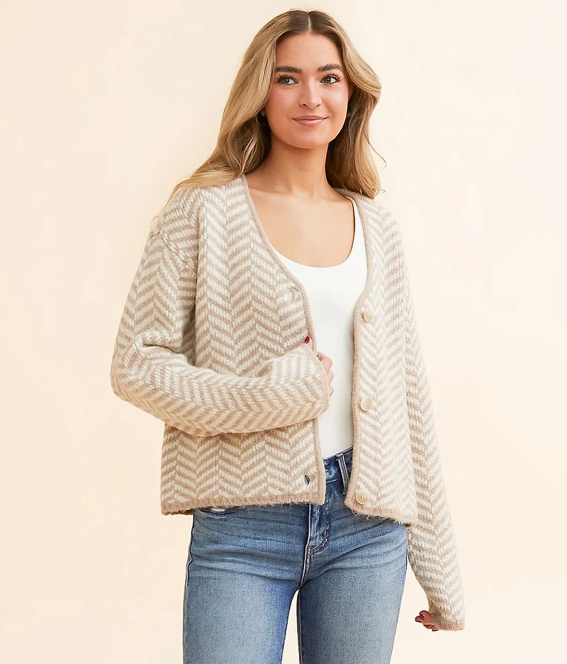 Naomi Herringbone Cardigan Sweater