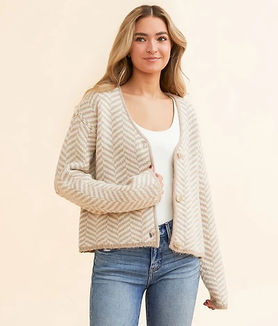 Naomi Herringbone Cardigan Sweater