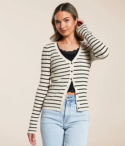 Jordana Striped Cardigan Sweater