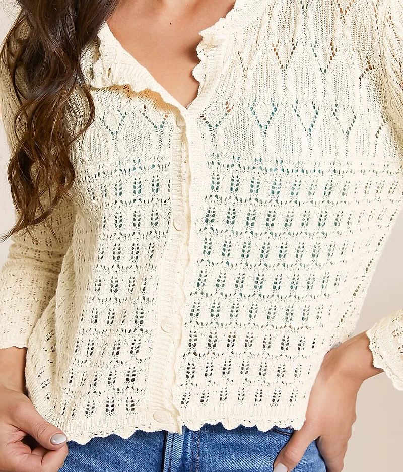 Cardi Crochet Cropped Cardigan Sweater
