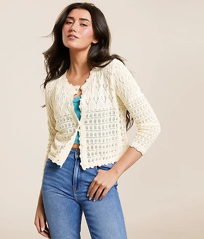 Cardi Crochet Cropped Cardigan Sweater