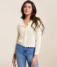 Cardi Crochet Cropped Cardigan Sweater