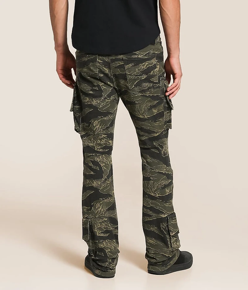 Camo Cargo Stacked Flare Stretch Jean