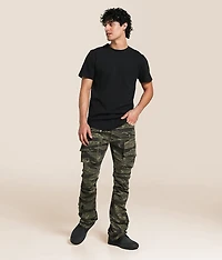 Camo Cargo Stacked Flare Stretch Jean