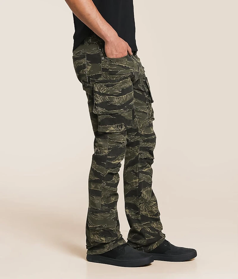 Camo Cargo Stacked Flare Stretch Jean