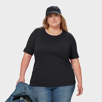 Women's Plus Longtail T Elbow Sleeve Scoopneck