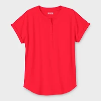 Women's Plus Lightweight Longtail T Short Sleeve Henley