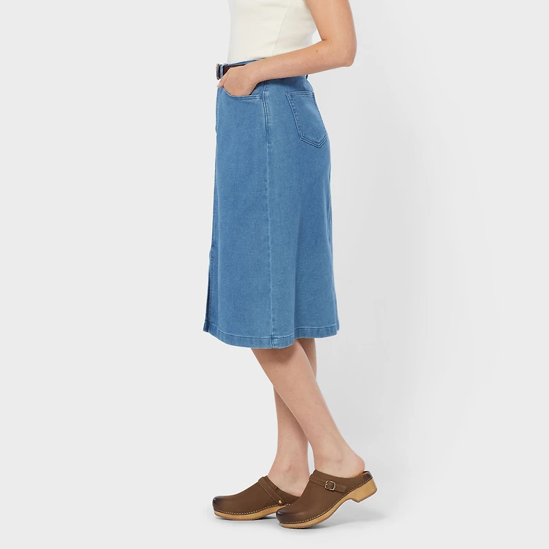 Women's Dobby Indigo Midi Skirt