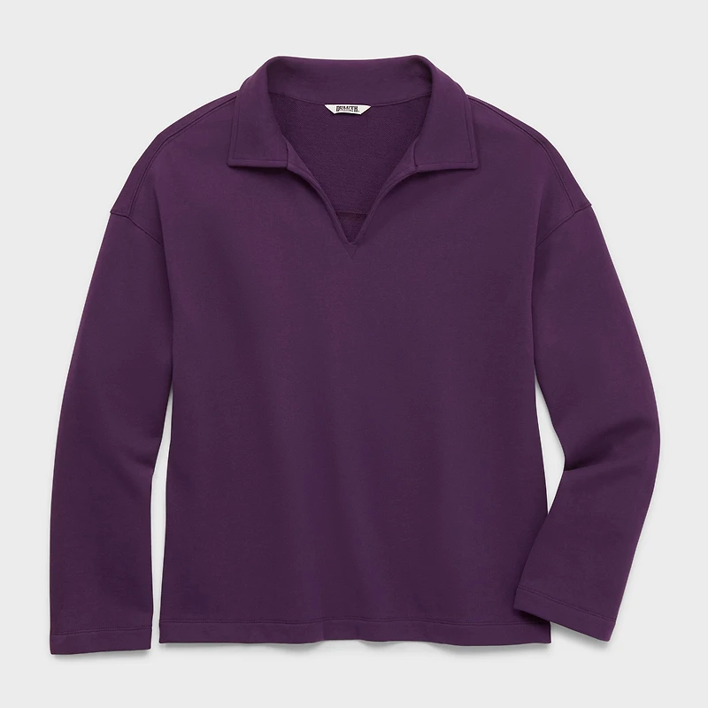 Women's Plus Canal Park Terry Collared Long Sleeve