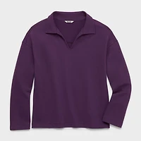 Women's Plus Canal Park Terry Collared Long Sleeve