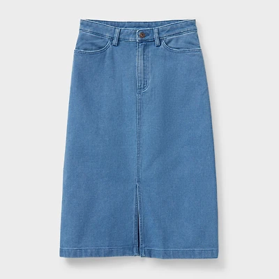 Women's Dobby Indigo Midi Skirt