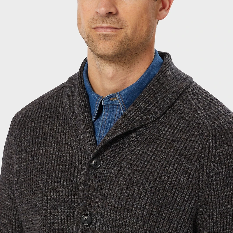 Men's Burly Retirement Shawl Collar Waffle Cardigan