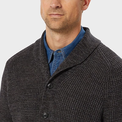 Men's Burly Retirement Shawl Collar Waffle Cardigan