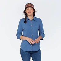 Women's Indigo Knit Button-Front Shirt