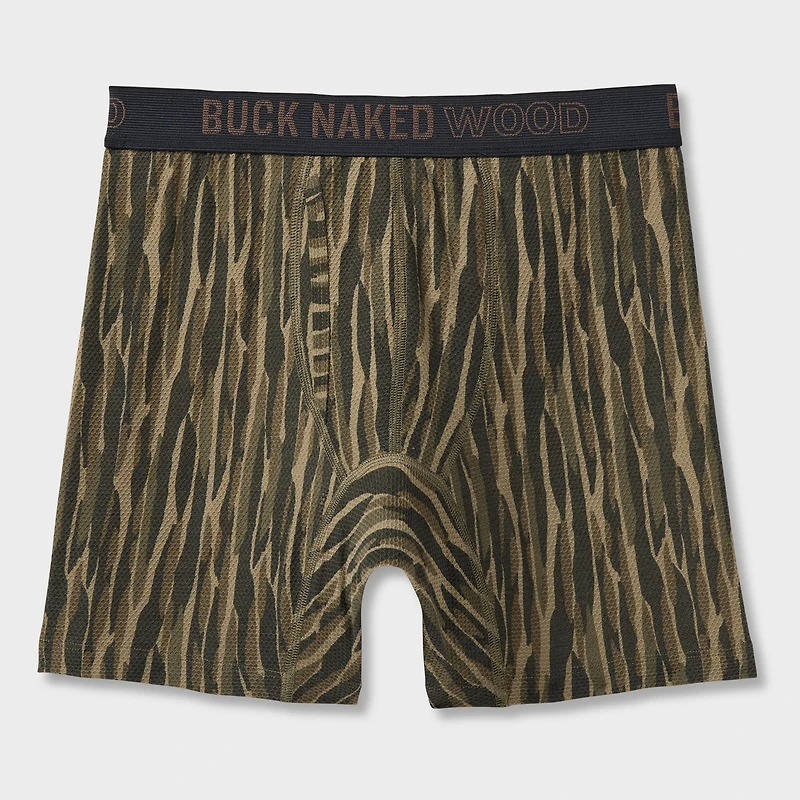 Men's Buck Naked Wood Pattern Boxer Briefs