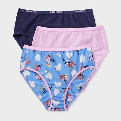 Women's Plus Buck Naked Briefs 3-Pack