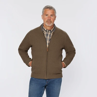 Men's Shetland Wool Windproof Zip Sweater