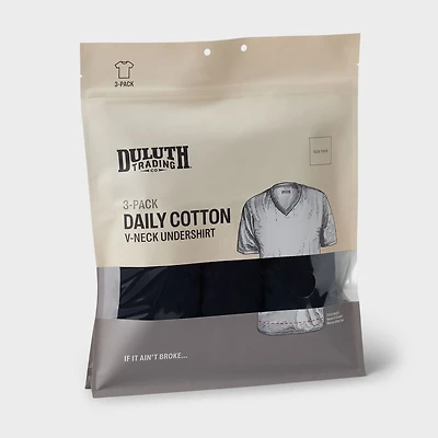 Men's Daily Cotton V-Neck Undershirt 3-Pack