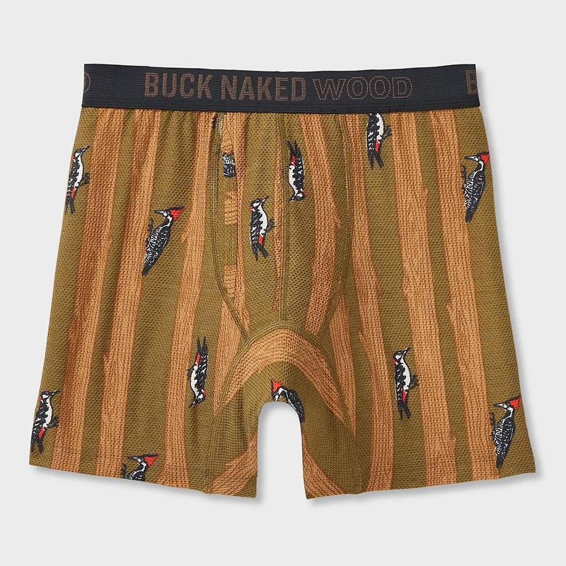 Men's Buck Naked Wood Pattern Boxer Briefs