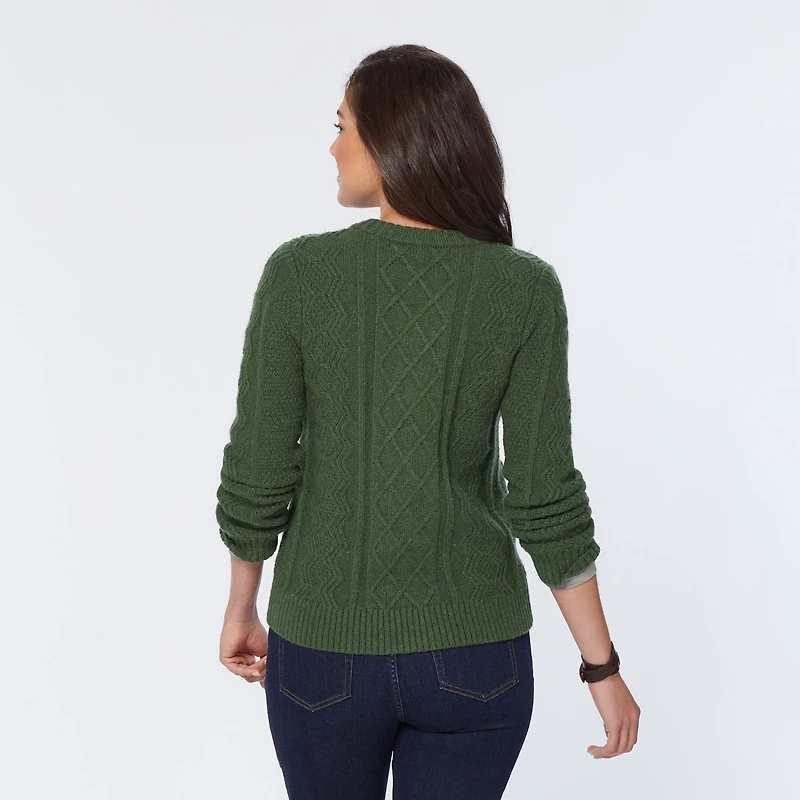 Women's Woolpaca Crew Cable Cardigan Sweater