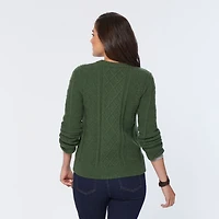 Women's Woolpaca Crew Cable Cardigan Sweater