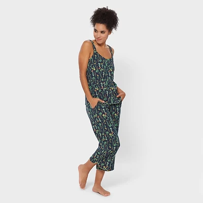 Women's Cotton Knit Printmaker Tank & Capris Sleep Set