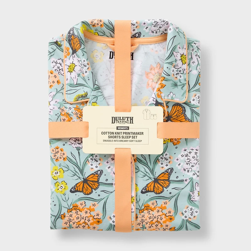 Women's Plus Cotton Knit Printmaker Short Pajama Set