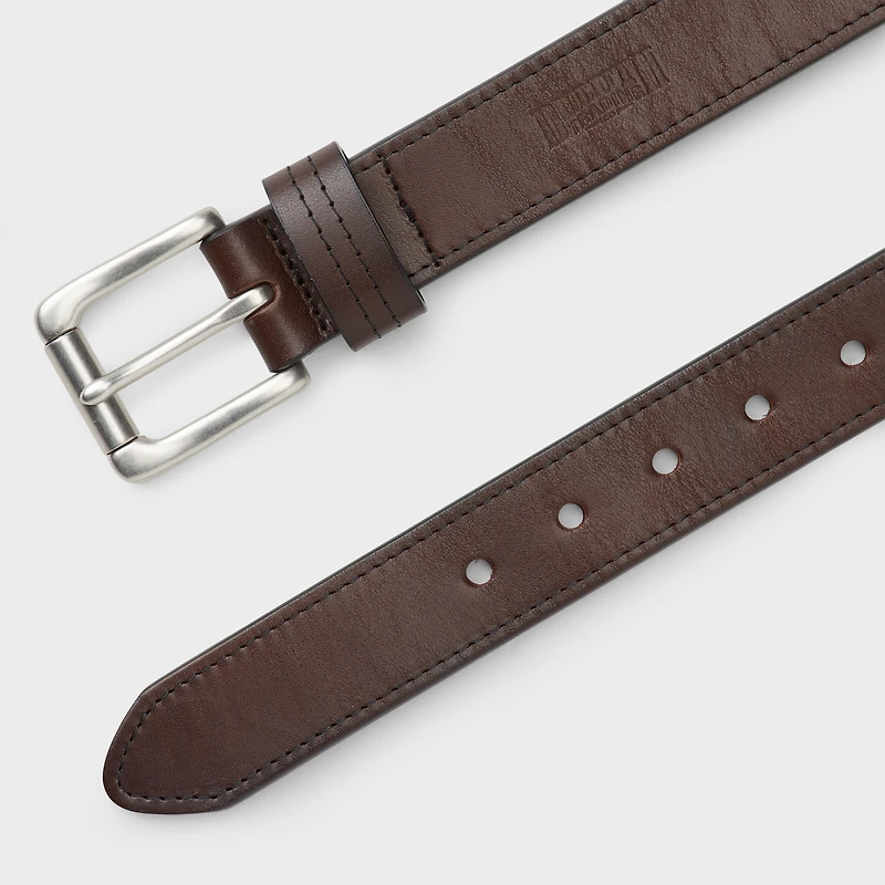 Men's Lifetime Leather Silver Buckle Belt