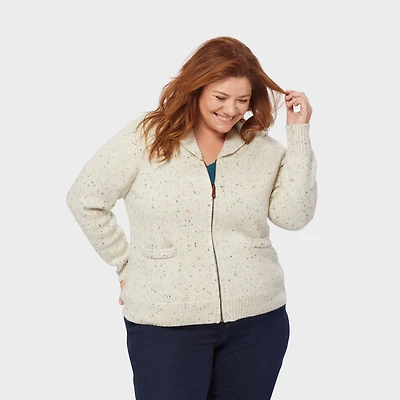 Women's Plus Woolpaca Zip-Front Jacquard Cardigan