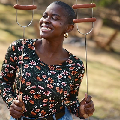 Women's No-Yank Long Sleeve V-Neck T-Shirt