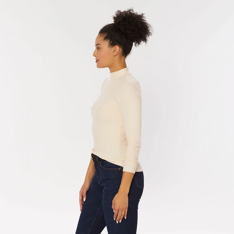 Women's Layering Rib Mockneck Long Sleeve Shirt