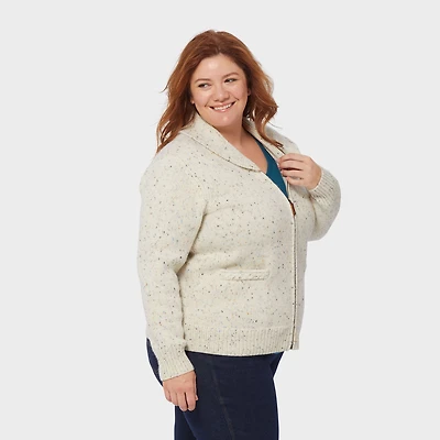 Women's Plus Woolpaca Zip-Front Jacquard Cardigan