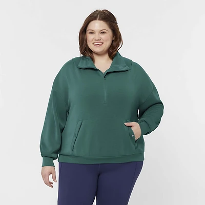 Women's Plus AKHG After Sweat Funnelneck Half-Zip