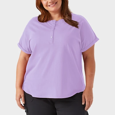 Women's Plus Lightweight Longtail T Short Sleeve Henley