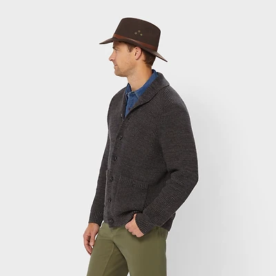 Men's Burly Retirement Shawl Collar Waffle Cardigan