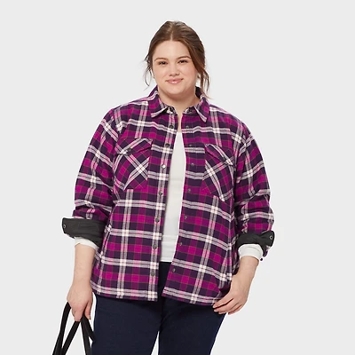 Women's Plus Folklore Flannel Insulated Shirt Jac